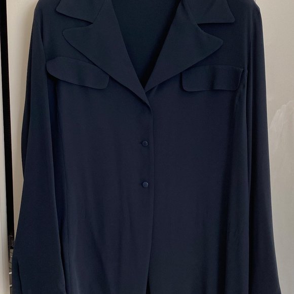 Vintage Emporio Armani Navy Blouse - Picture 2 of 7